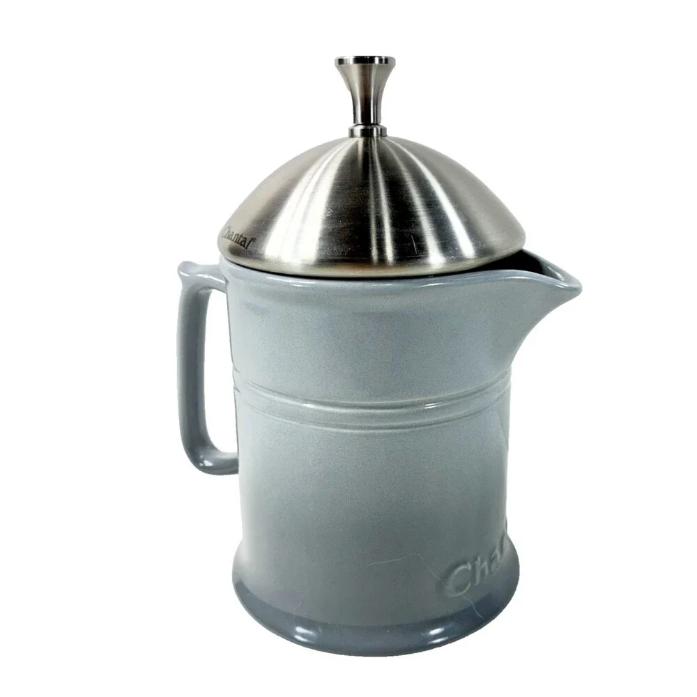 Chantal Gray Ombre Ceramic 16oz Coffee French Press Stainless Plunger